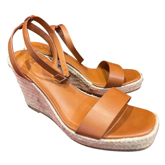 A New Day Brown Textured Wedge Heels Sz 8 Womens 4" Espadrilla Shoes - Picture 1 of 9